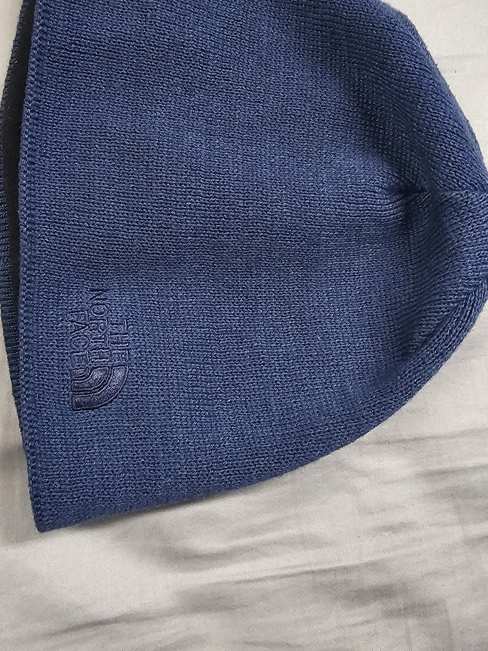 The North Face Navy Knit Beanie with Embroidered Logo